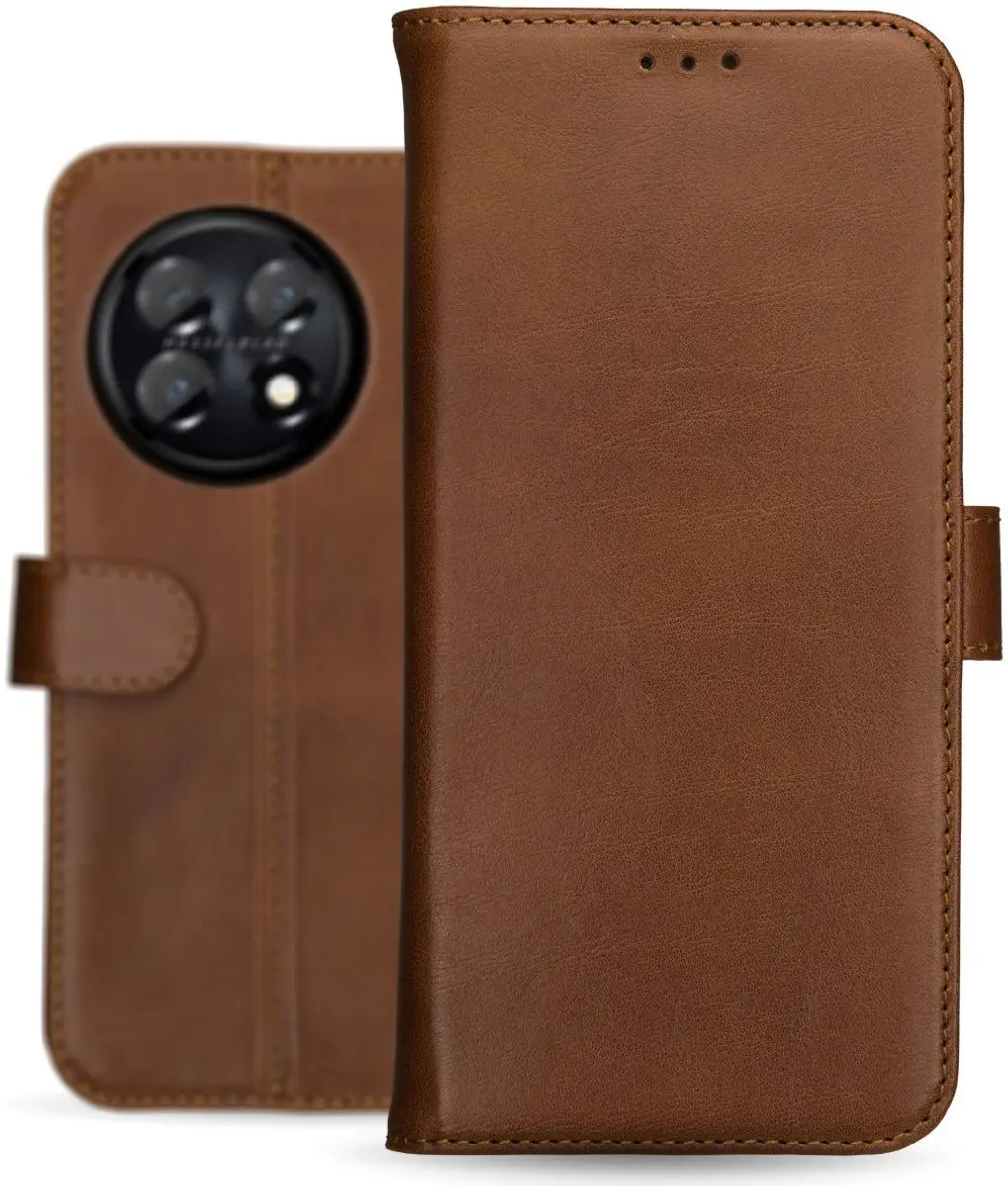 Rosso Deluxe Book Case OnePlus 11 - 3 Pasjes - Bruin