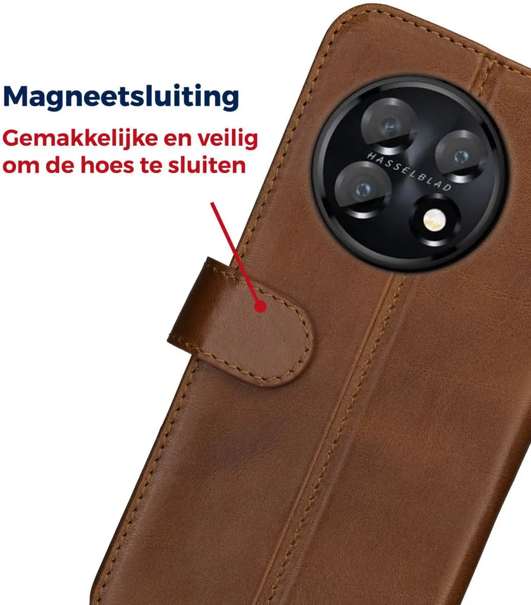 Rosso Deluxe Book Case OnePlus 11 - 3 Pasjes - Bruin - afbeelding 6 van 6
