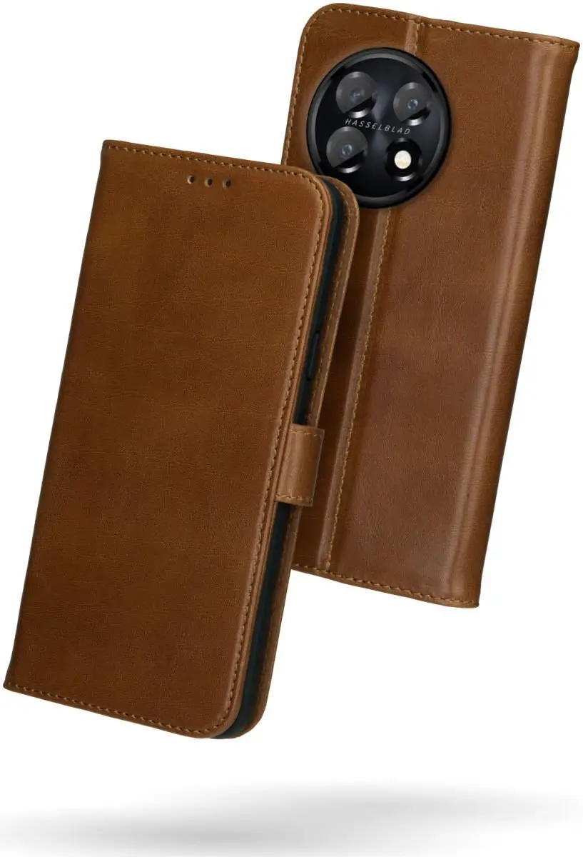 Rosso Deluxe Book Case OnePlus 11 - 3 Pasjes - Bruin