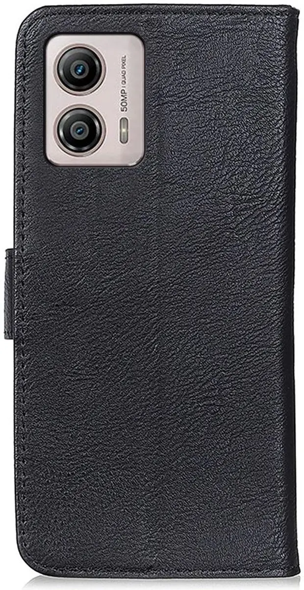 Khazneh Moto G53 Hoesje Portemonnee Book Case - Zwart