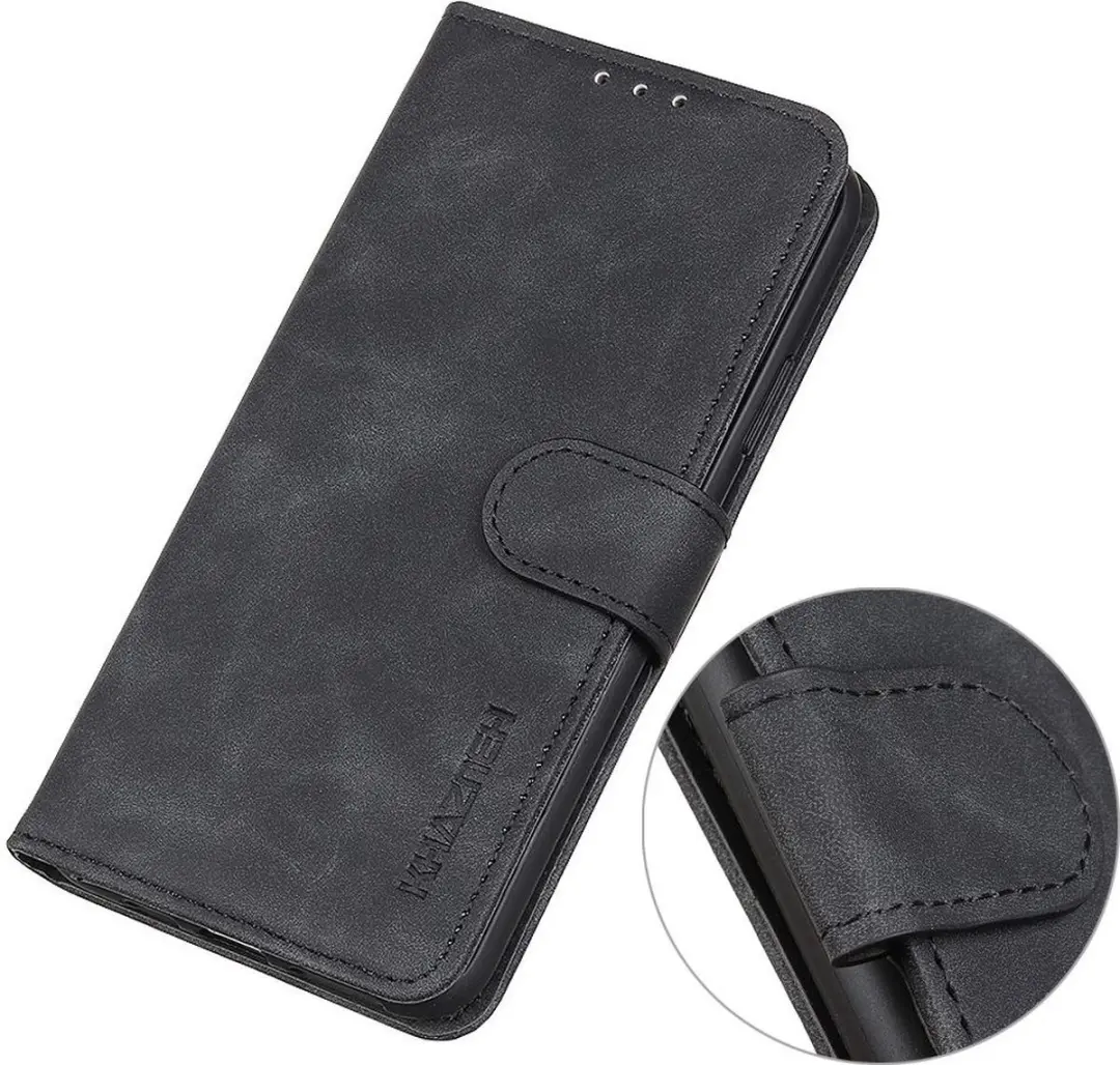 Khazneh Honor Magic5 Lite Retro Wallet Hoesje - 2 Pasjes - Zwart - afbeelding 6 van 6