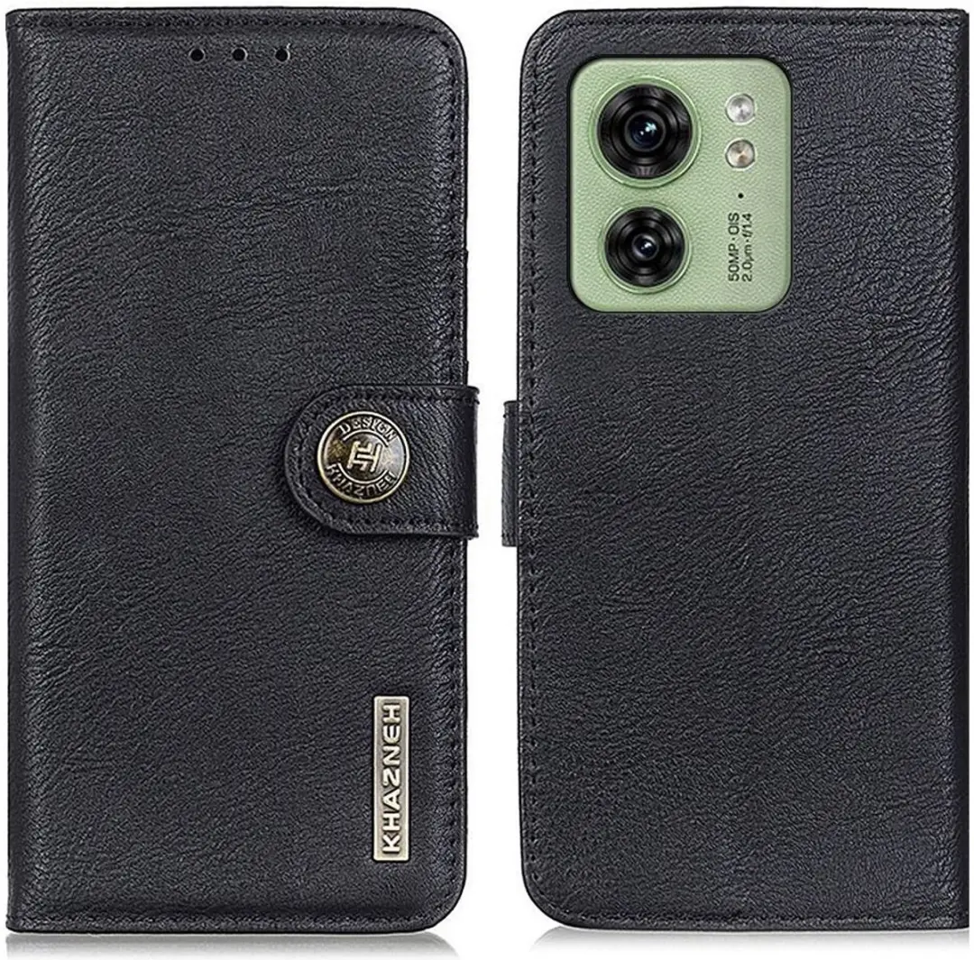 Khazneh Motorola Edge 40 Hoesje Portemonnee Book Case - Zwart