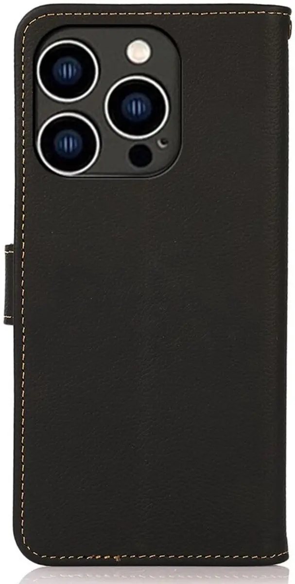 Khazneh iPhone 15 Pro Max Hoesje RFID - Leer Zwart - 3 Pasjes