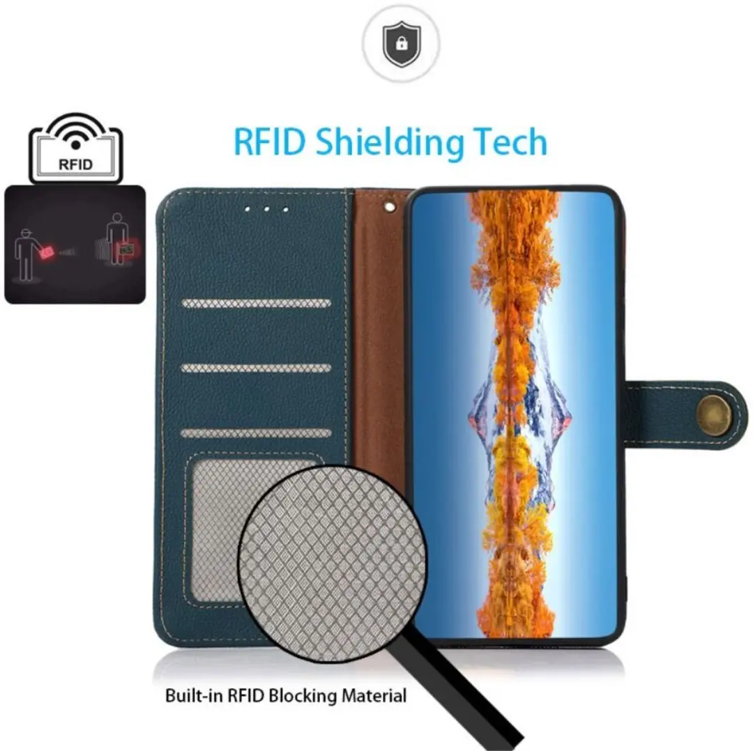 Khazneh iPhone 15 Pro Max Hoesje RFID - Leer Zwart - 3 Pasjes