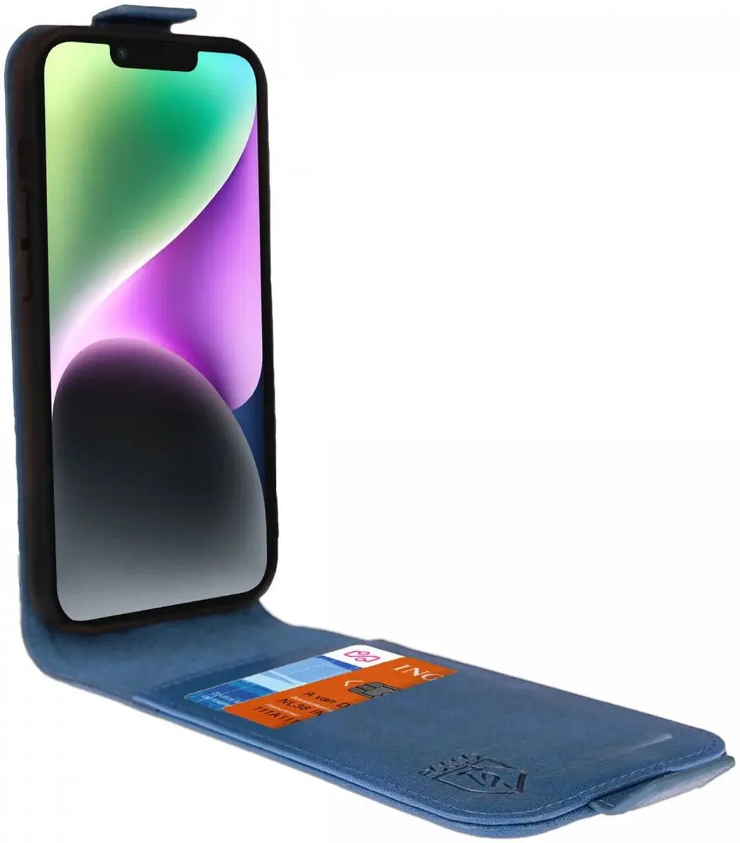 Rosso Element iPhone 15 Plus Flip Case - Blauw - 2 Pasjes
