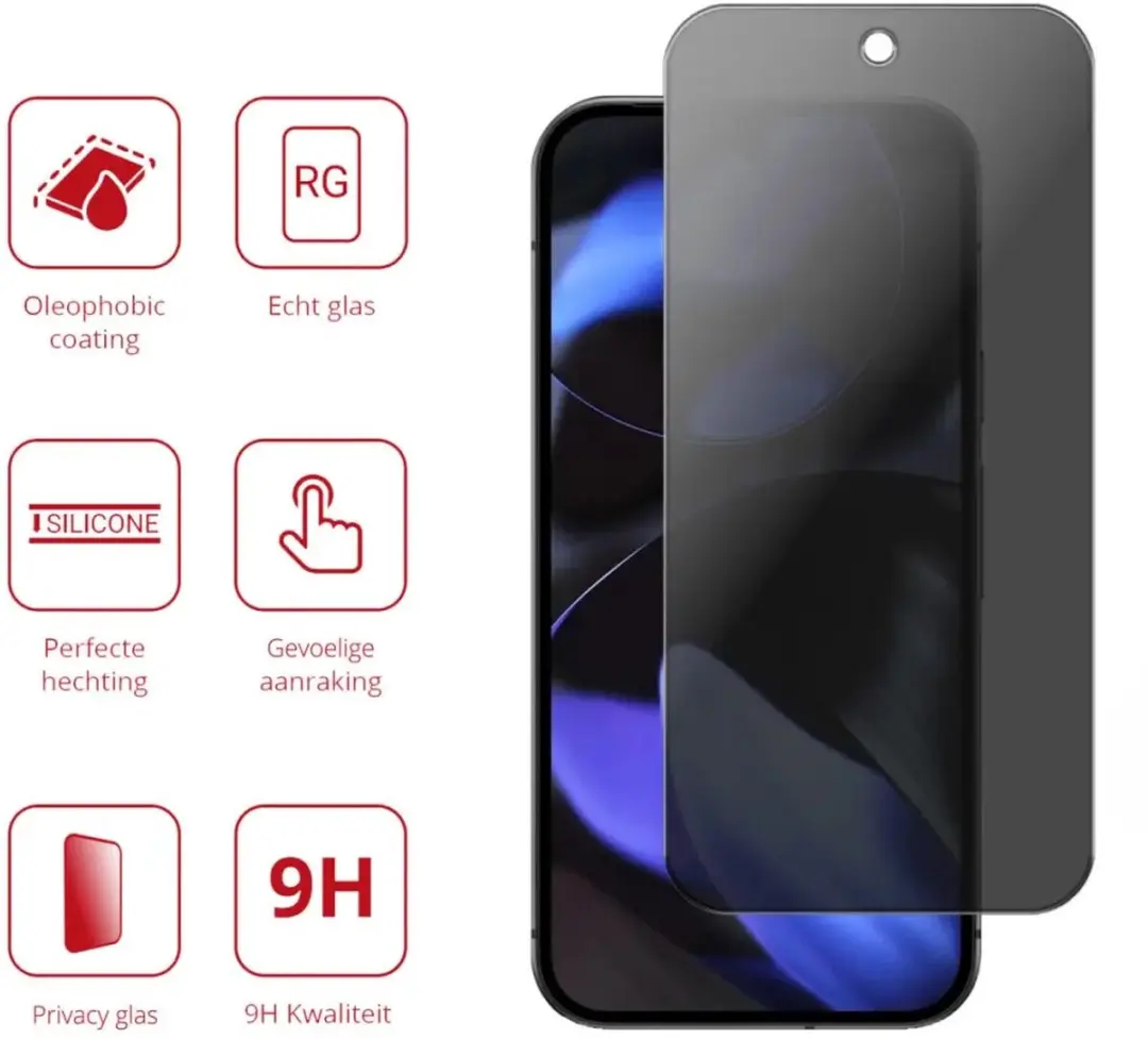 Rosso Privacy Screen Protector Google Pixel 9 - 9H Glas