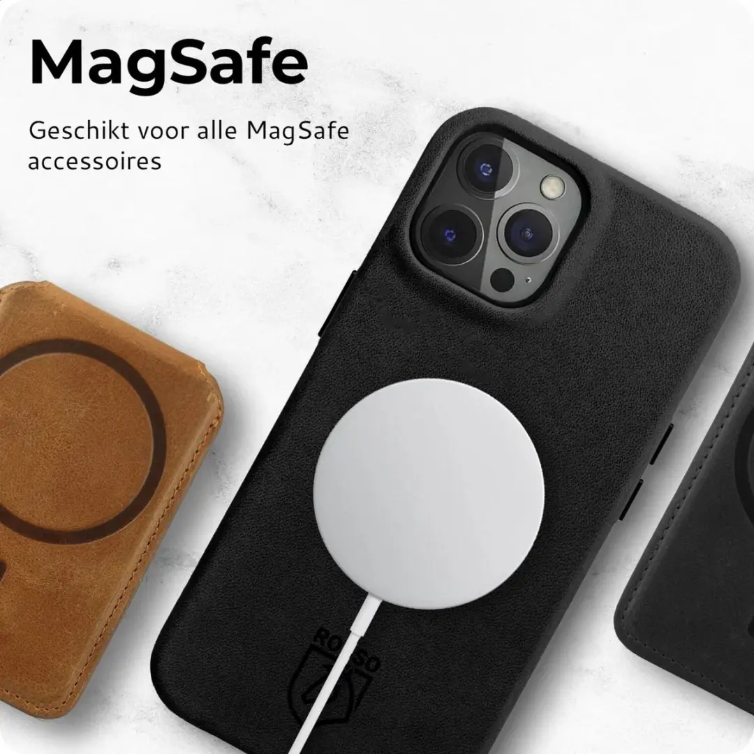 Rosso Elite 185747 Hoesje iPhone 15 Pro Max - MagSafe - Zwart