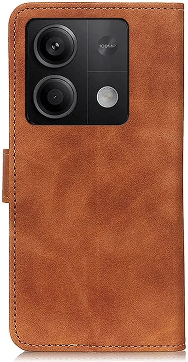 Khazneh Xiaomi Redmi Note 13 5G Hoesje Retro Wallet - 2 Pasjes - Bruin