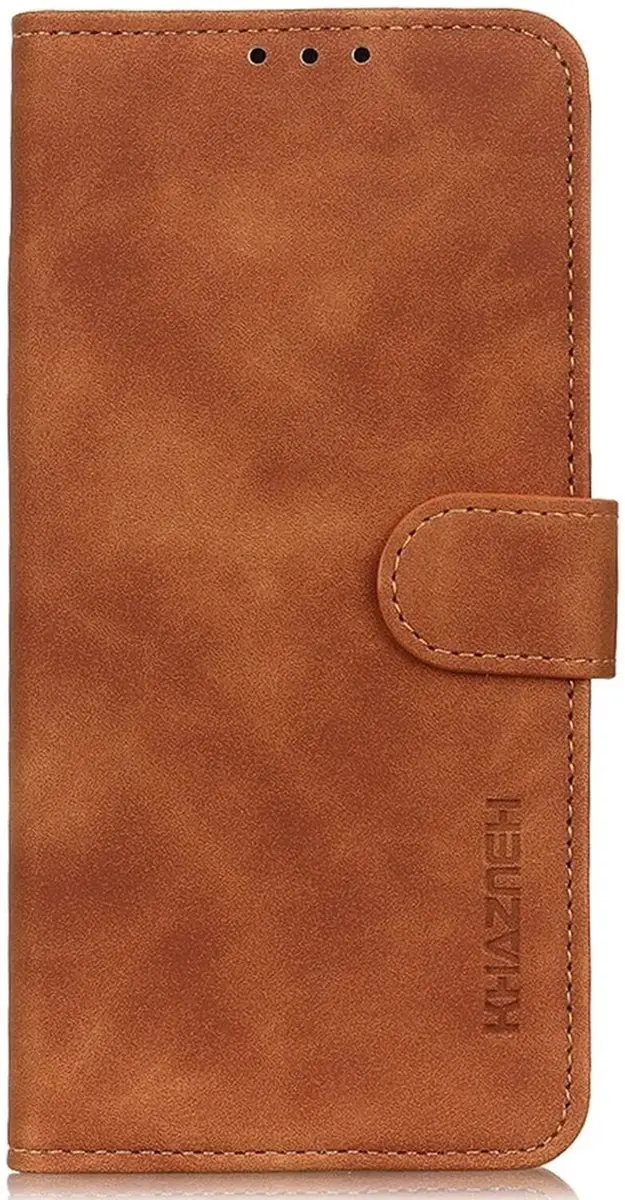 Khazneh Xiaomi Redmi Note 13 5G Hoesje Retro Wallet - 2 Pasjes - Bruin