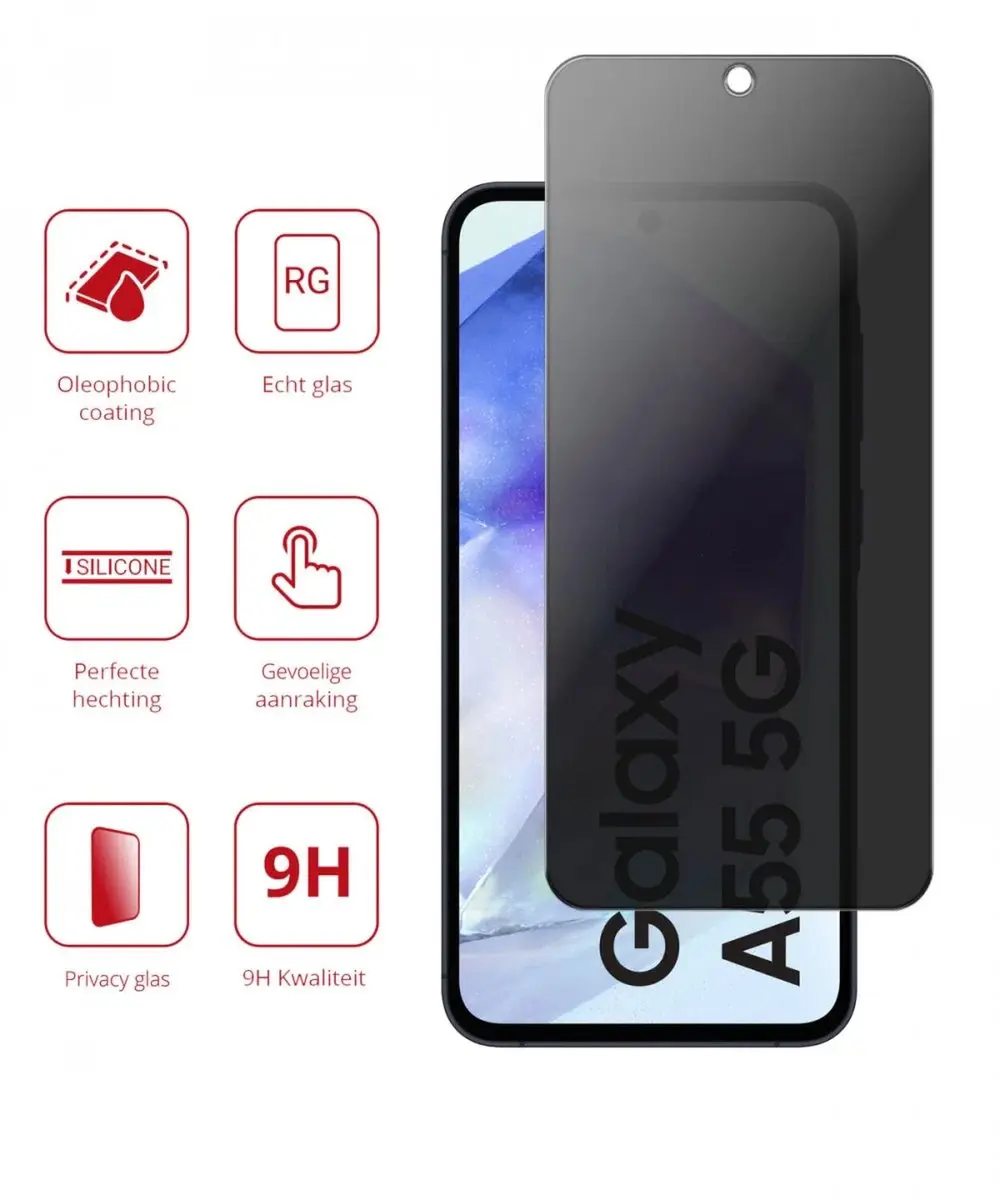 Rosso Privacy Screen Protector Samsung Galaxy A55 - 9H Glas - Case Friendly - afbeelding 6 van 6