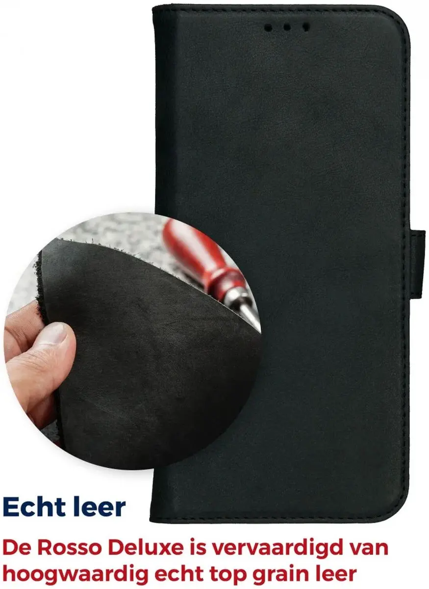 Rosso Deluxe Echt Leer Hoesje 190037 - Zwart