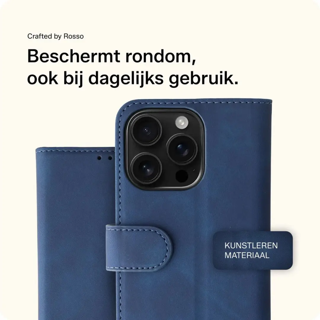 Rosso Element Wallet Book Case iPhone 16 Pro - 3 Pasjes - Blauw