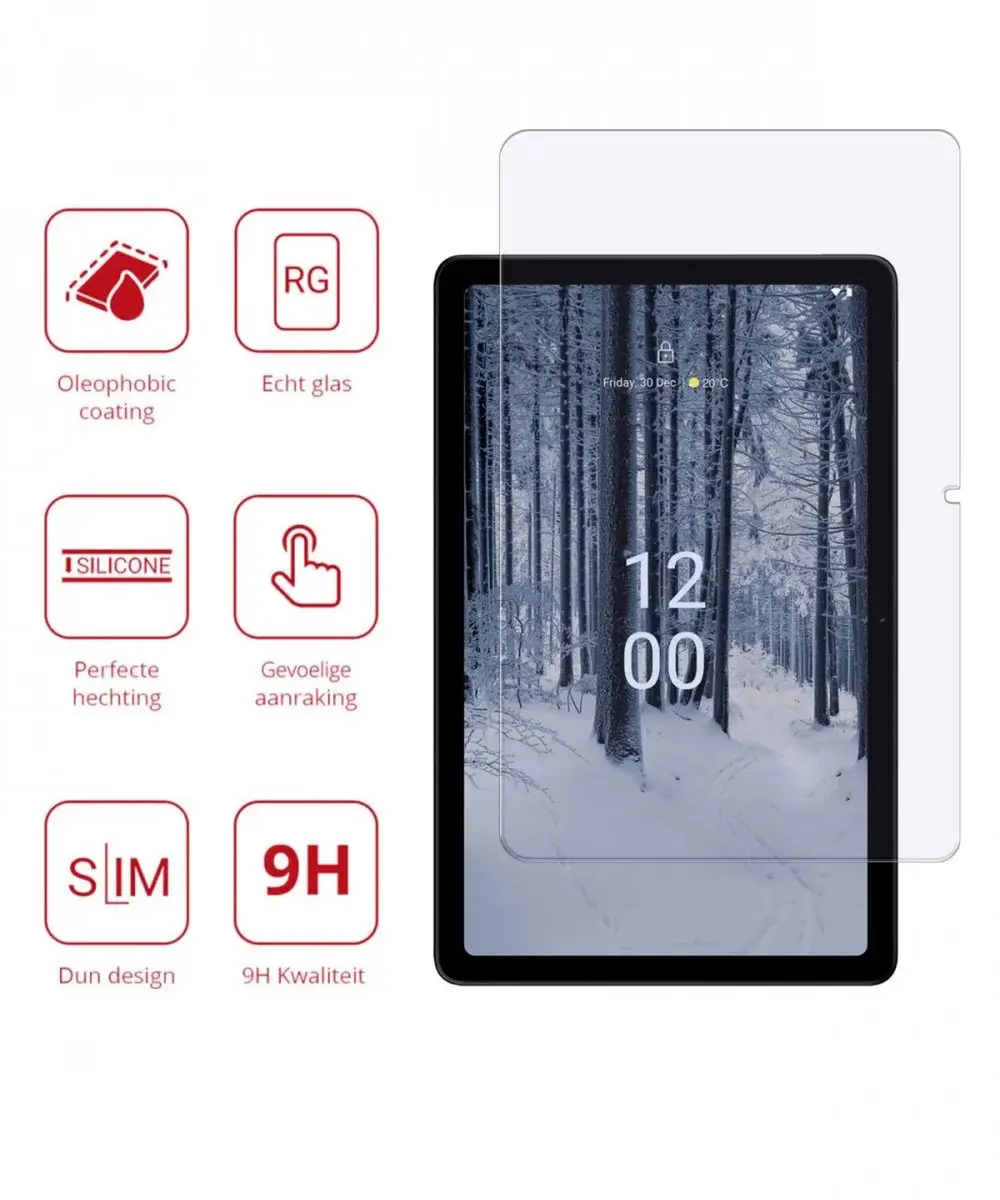 Rosso 9H Tempered Glass Nokia T21 - 1 Stuk - Transparant/Red
