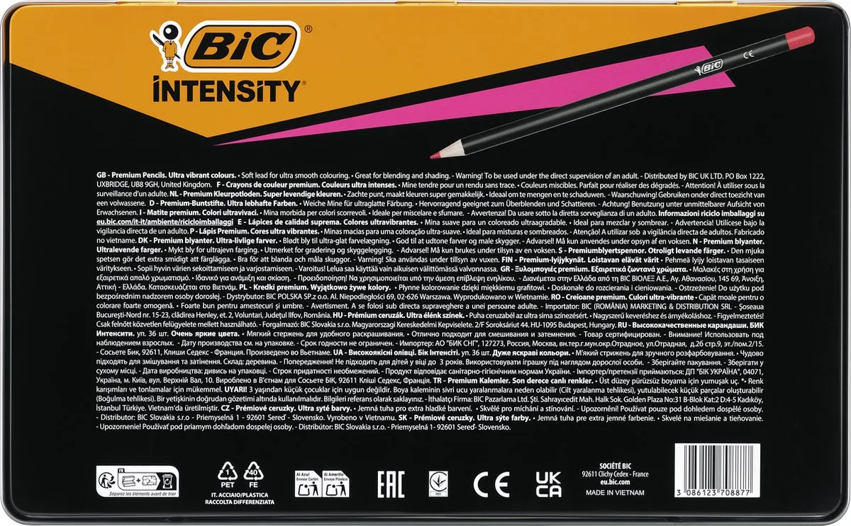 BIC Kids Intensity Premium Potloodset 36 Stuks - Metaaldoos