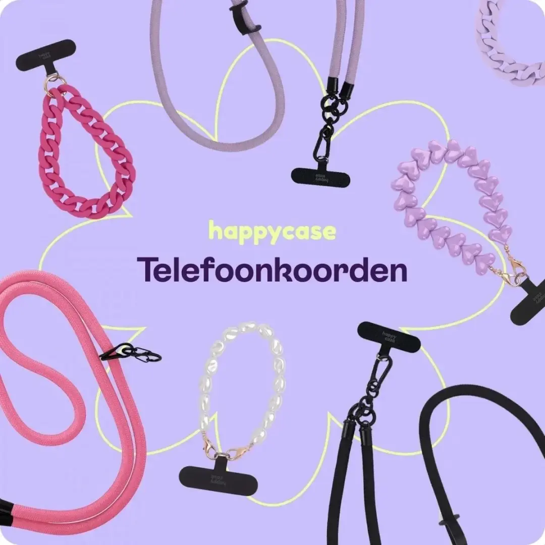HappyCase Ibiza Stoffen Crossbody Telefoonkoord 120cm - Zwart