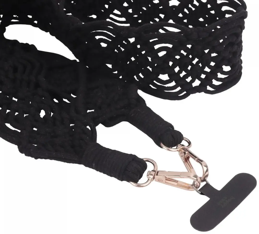 HappyCase Ibiza Stoffen Crossbody Telefoonkoord 120cm - Zwart - afbeelding 6 van 6