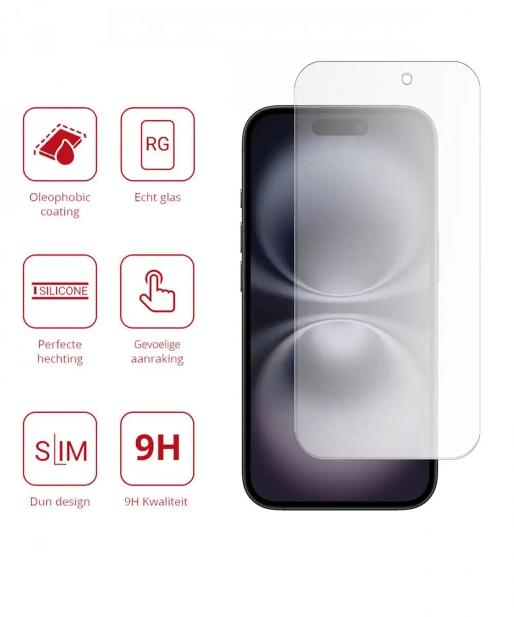 Rosso Anti-Reflectie Tempered Glass iPhone 16 - 1 Stuk