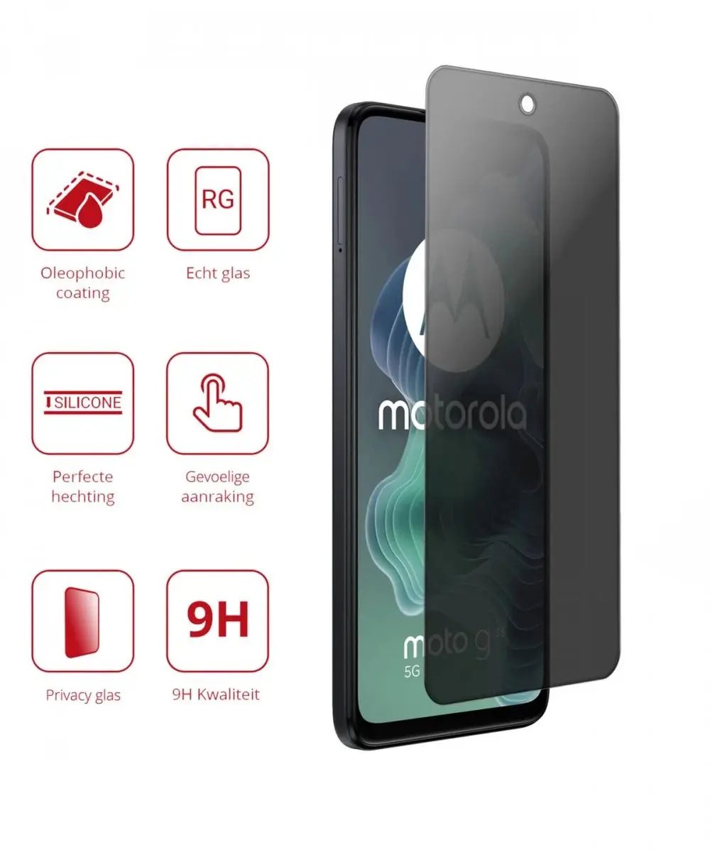 Rosso 9H Privacy Schermbeschermer Motorola Moto G35 - Gehard Glas