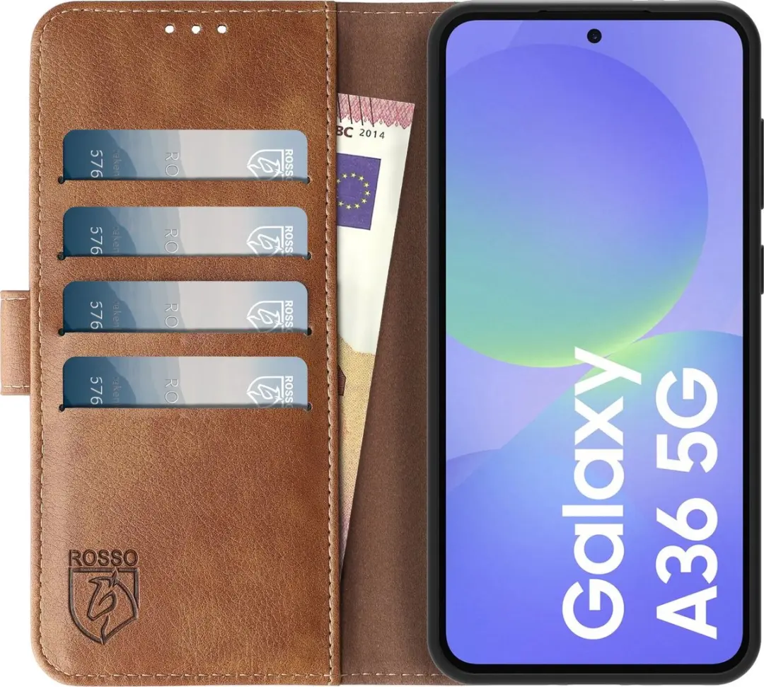 Rosso Element Wallet Book Case Samsung Galaxy A36 - 3 Pasjes - Bruin