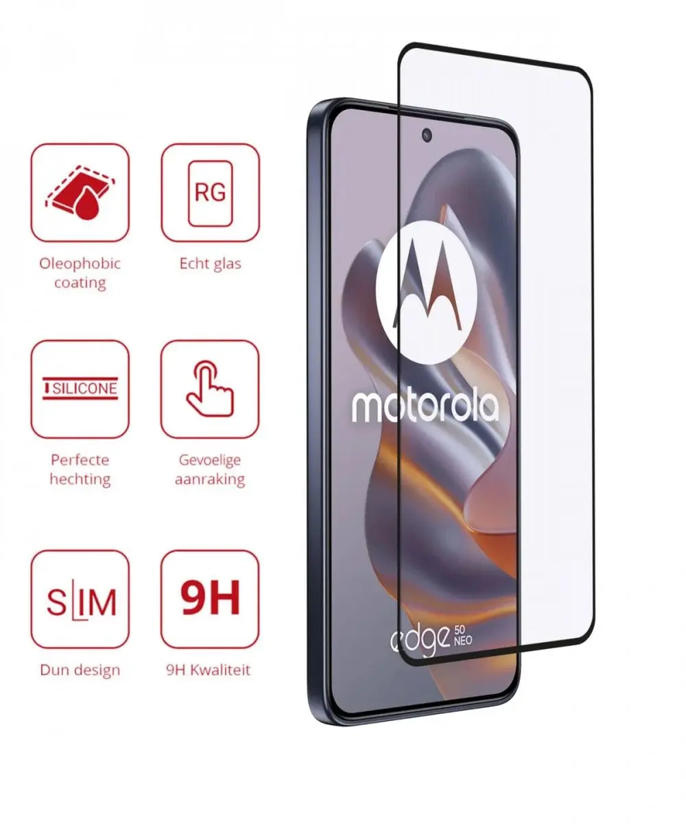 Rosso Screen Protector Motorola Edge 50 Neo - 9H Glas - Zwart
