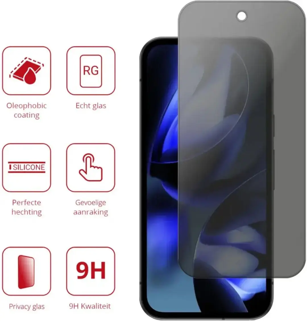 Rosso Privacy Screen Protector Google Pixel 9a - 9H Gehard Glas