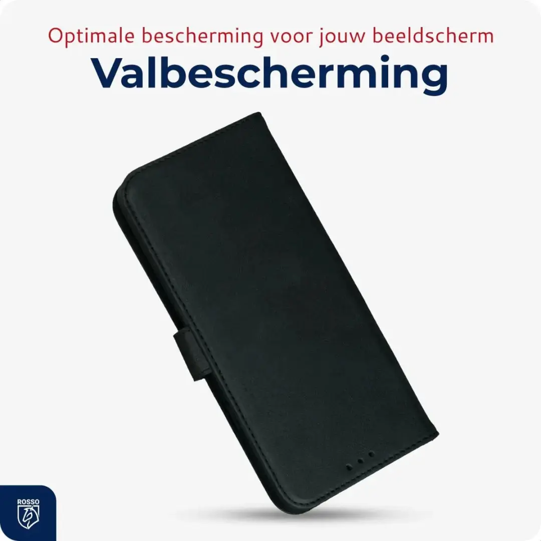 Rosso Deluxe Echt Leer Hoesje Samsung Galaxy A56 - 3 Pasjes - Zwart