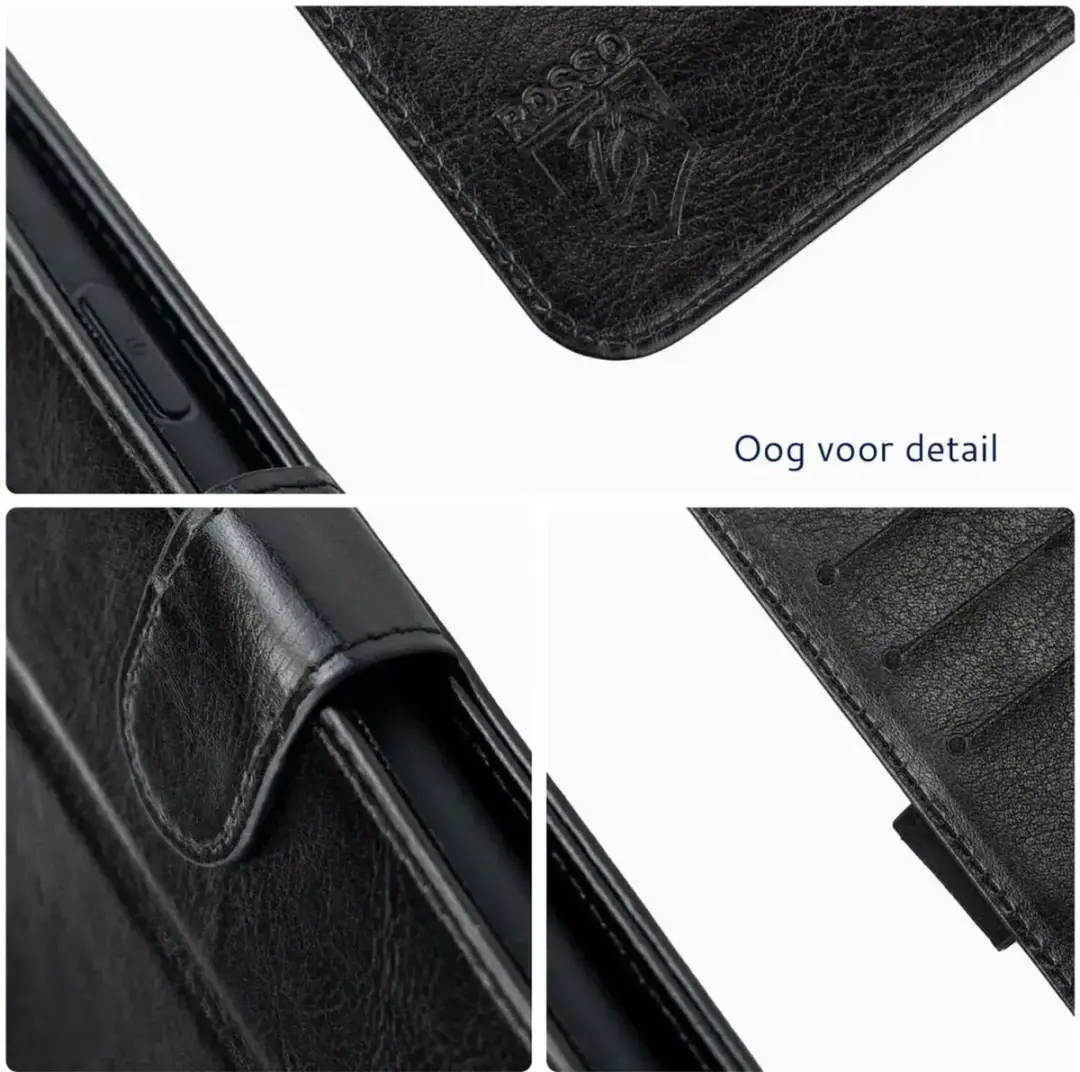 Rosso Element Wallet Book Case Moto G05 - 3 Pasjes - Zwart