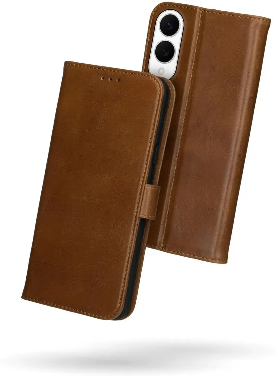 Rosso Deluxe Echt Leer Hoesje Samsung Galaxy S25 Edge - 3 Pasjes - Bruin - afbeelding 6 van 6