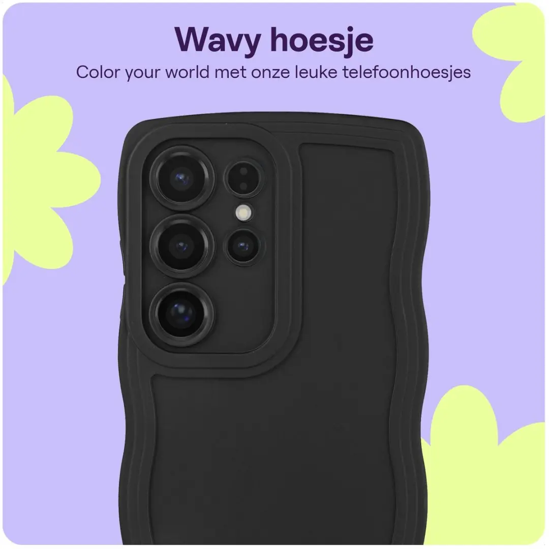 HappyCase Wavy Hoesje Samsung Galaxy S24 Ultra - Zwart