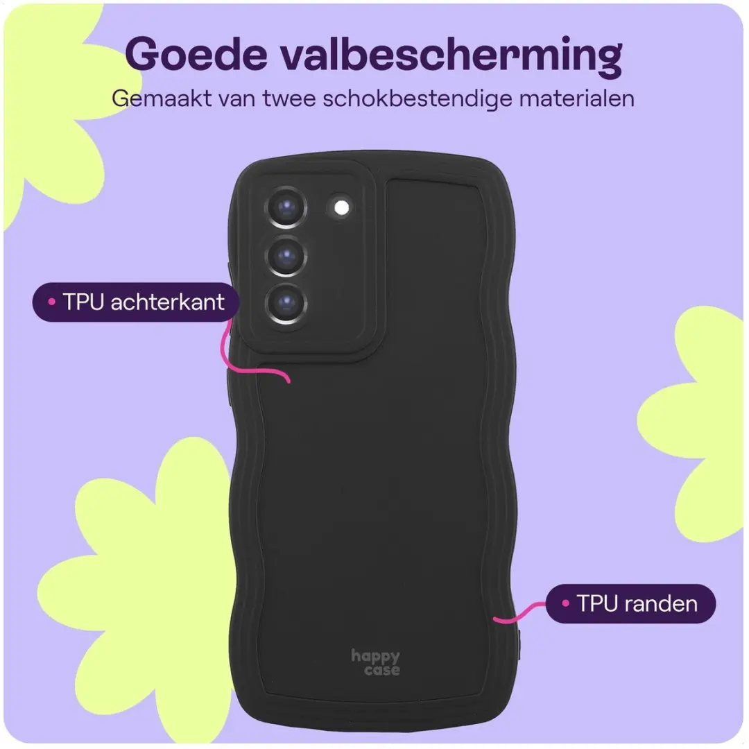 HappyCase Wavy Hoesje Samsung Galaxy S21 FE - Zwart