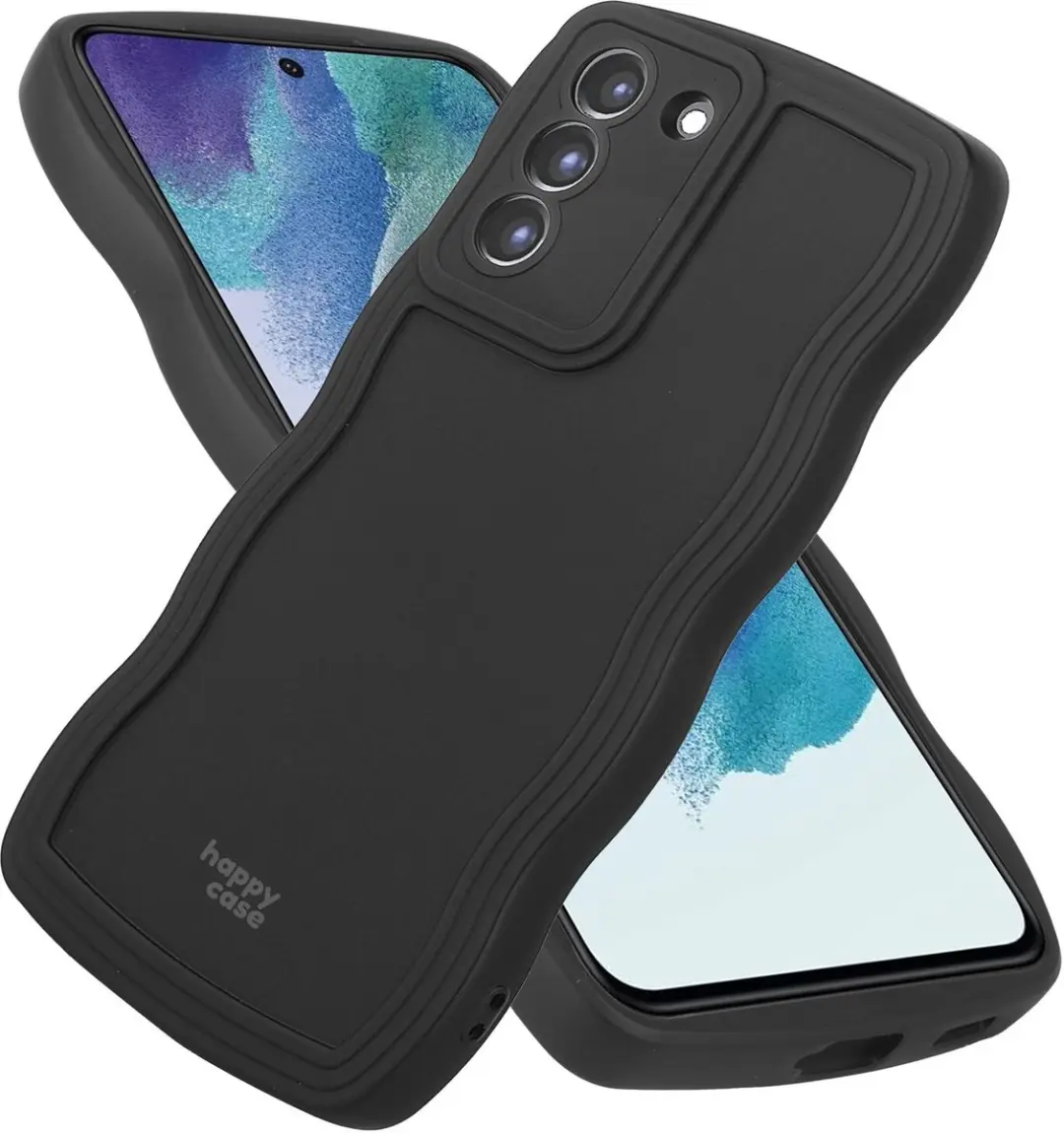 HappyCase Wavy Hoesje Samsung Galaxy S21 FE - Zwart - afbeelding 6 van 6