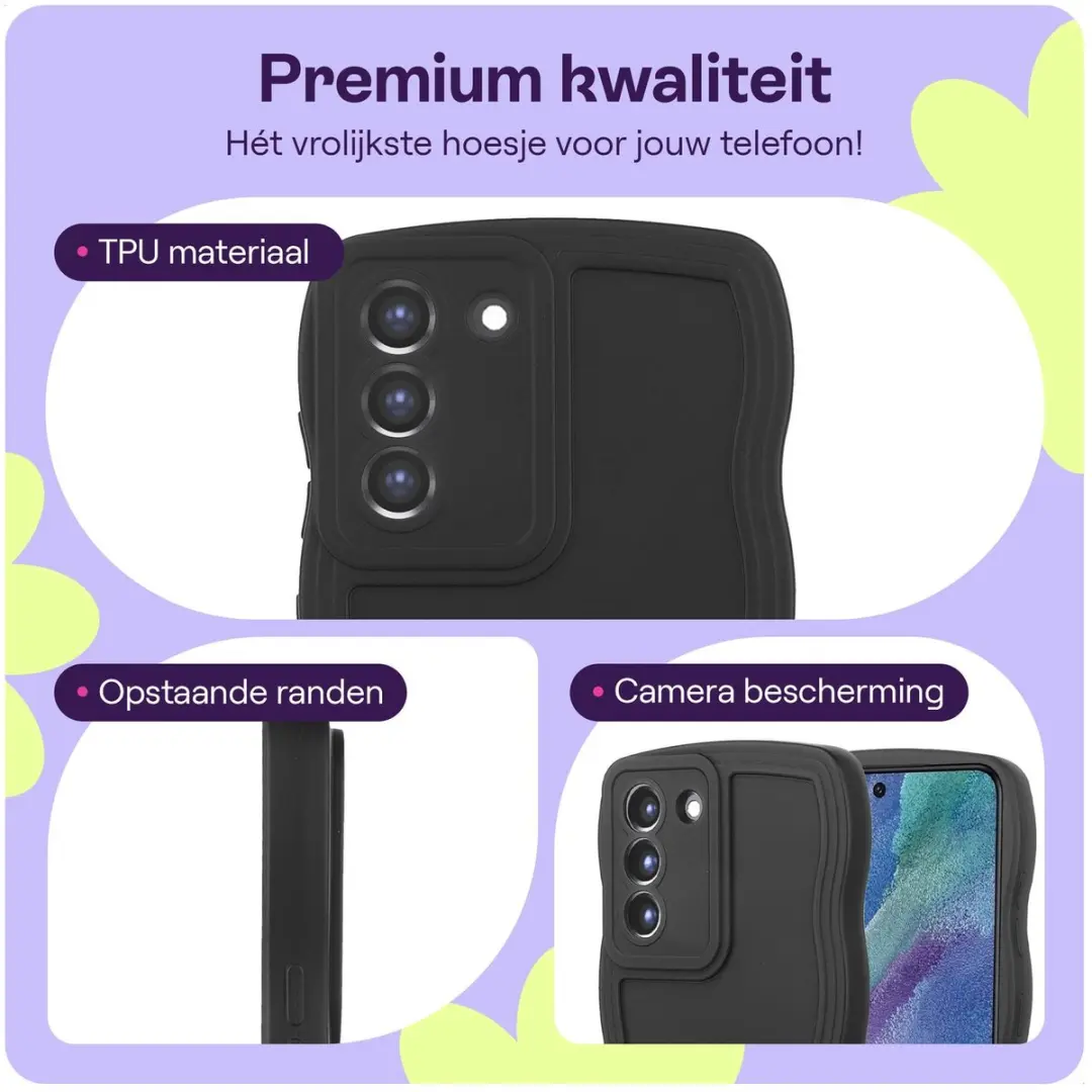 HappyCase Wavy Hoesje Samsung Galaxy S21 FE - Zwart