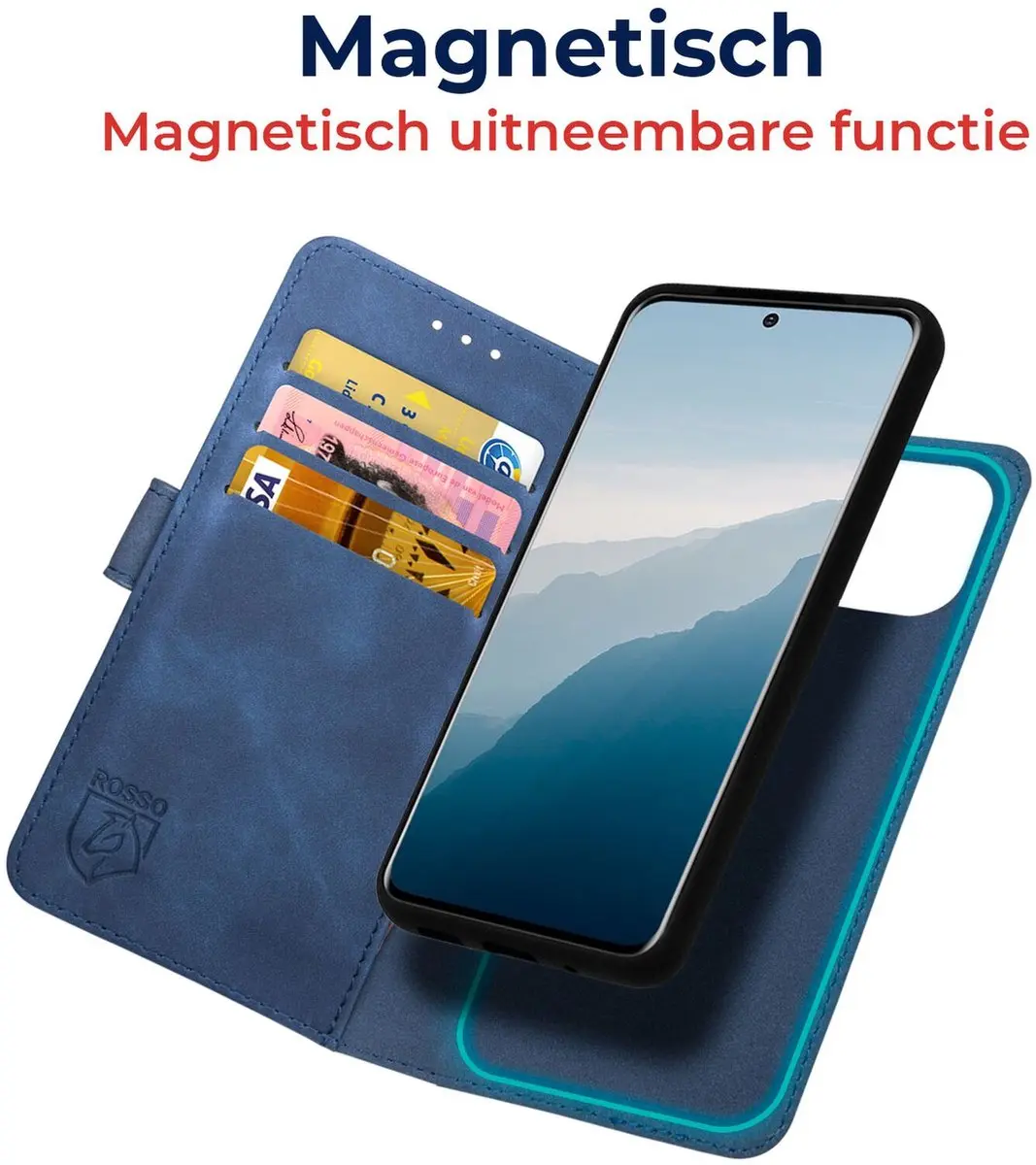 Rosso Element iPhone 16/17 Hoesje 2-in-1 Blauw - 3 Pasjes