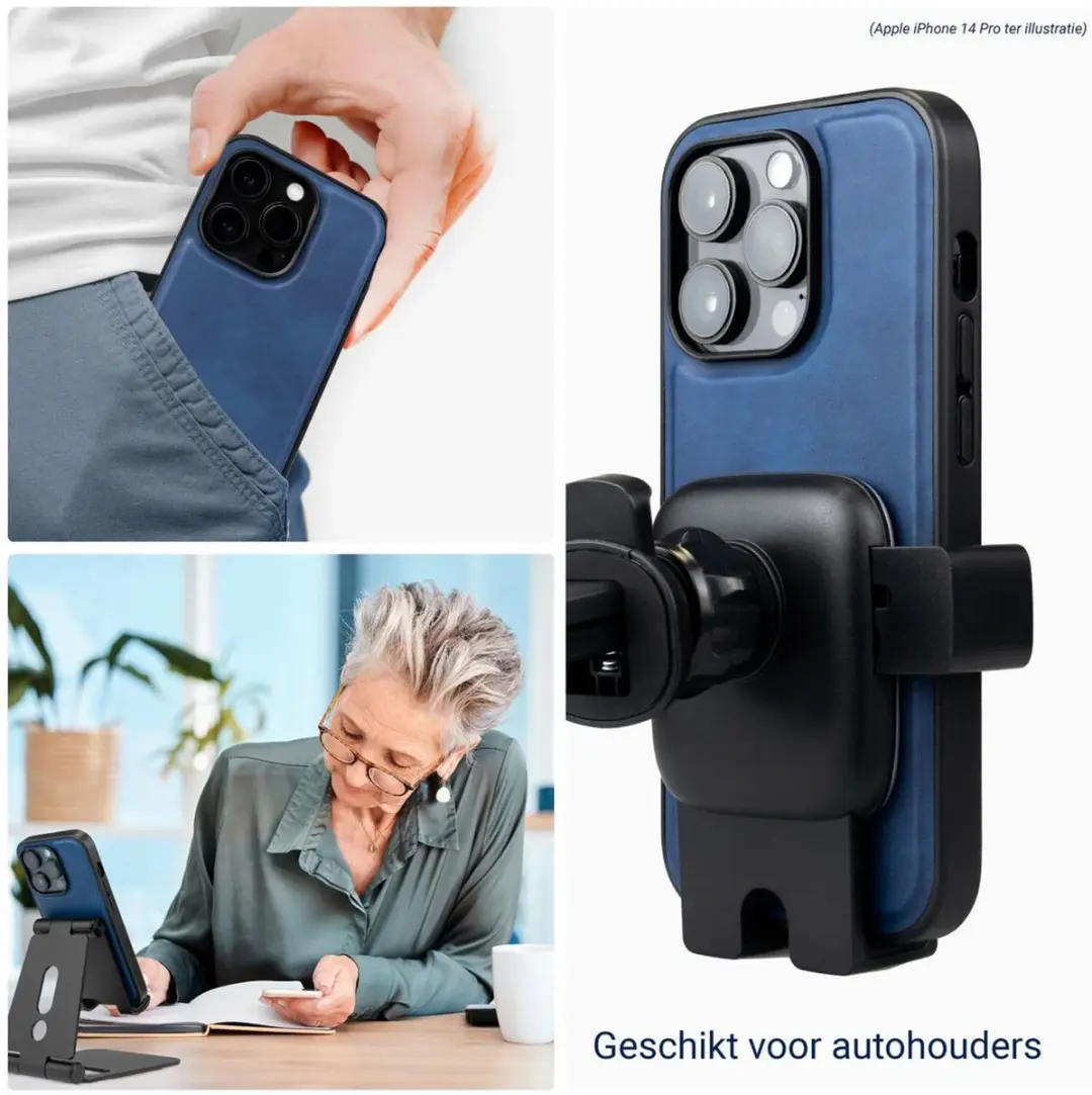 Rosso Element iPhone 16/17 Hoesje 2-in-1 Blauw - 3 Pasjes