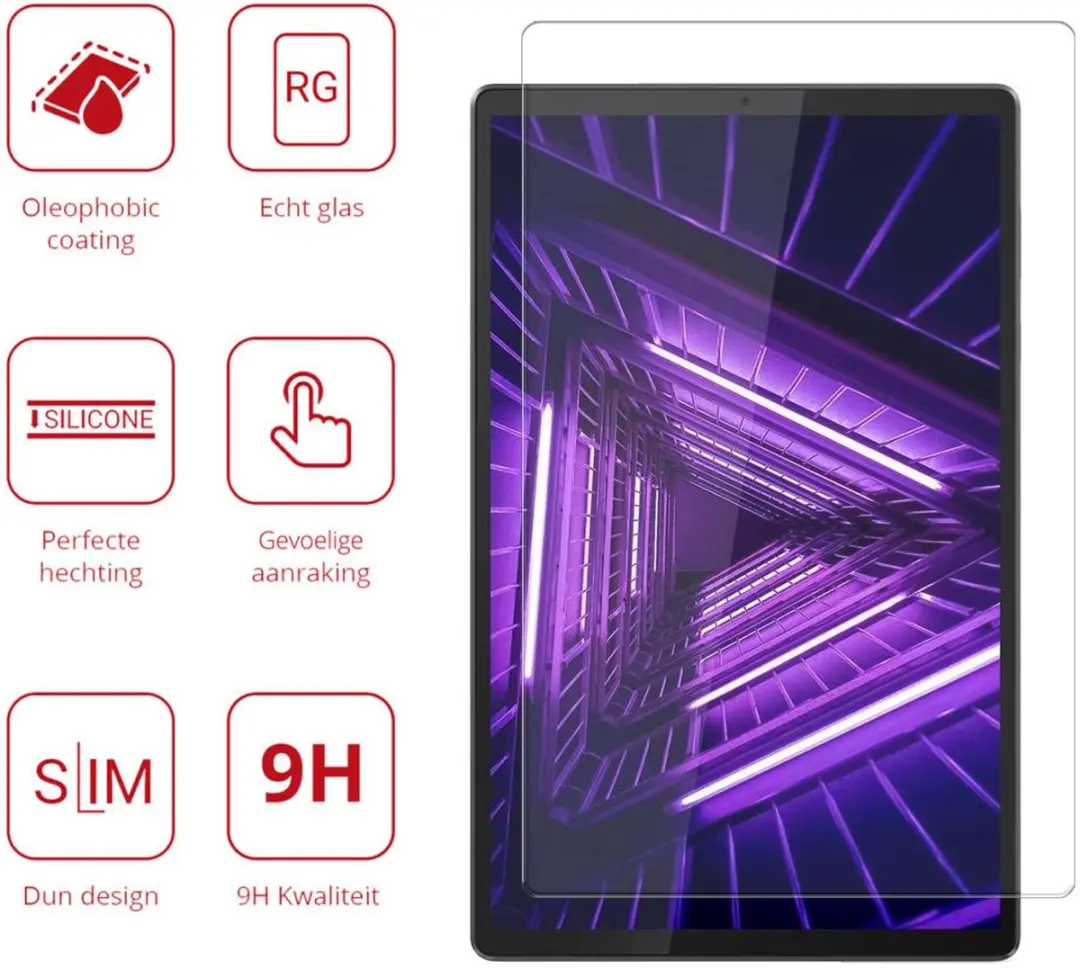 Rosso 216666 Screen Protector Lenovo Tab M10 Gen 3 - 9H Glas - Transparant/Red