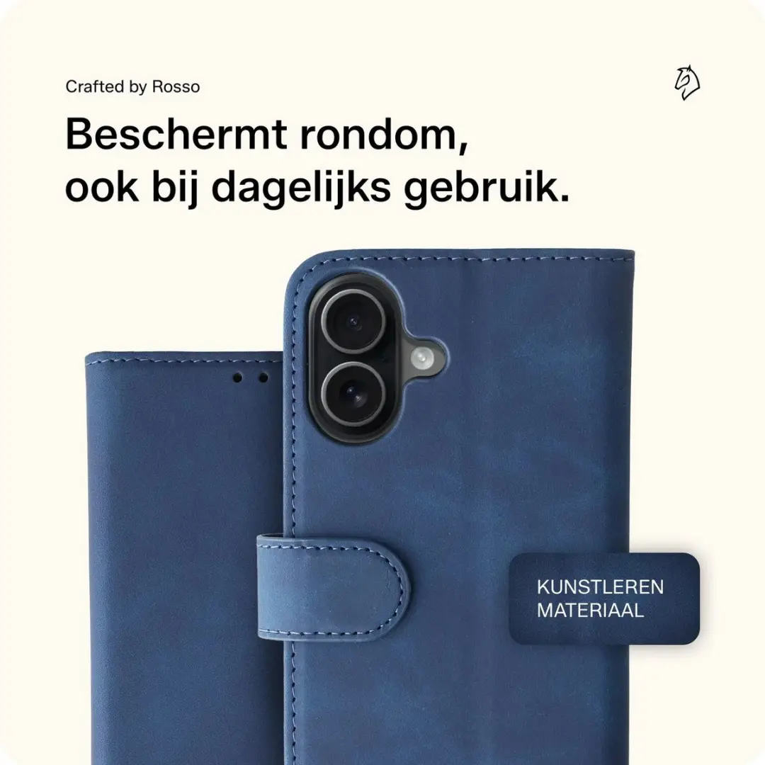 Rosso Element Wallet Book Case iPhone 17 - 3 Pasjes - Blauw - afbeelding 6 van 6