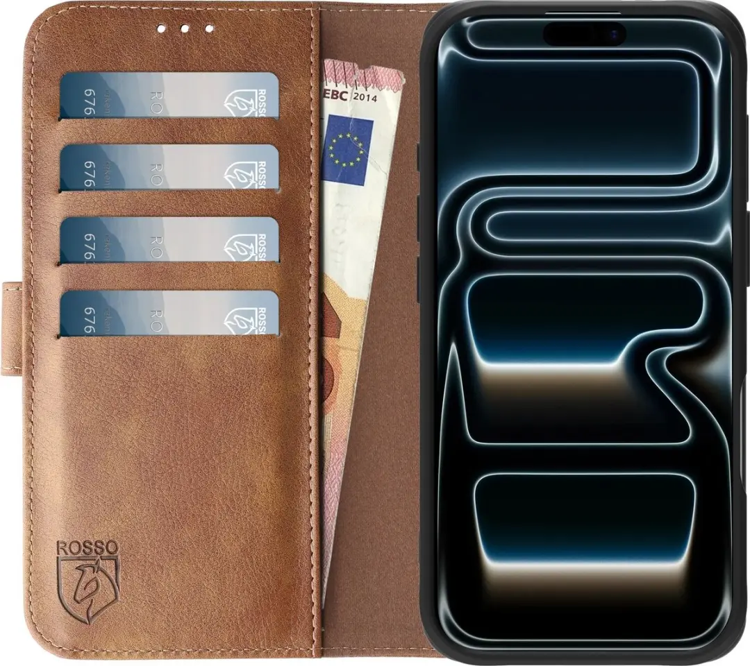Rosso Element Wallet Book Case iPhone 17 Pro Max 218649 - 3 Pasjes - Bruin