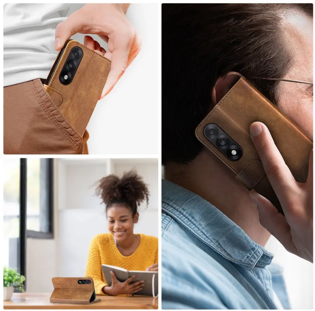 Rosso Element Wallet Book Case OnePlus Nord 5 - 3 Pasjes - Bruin