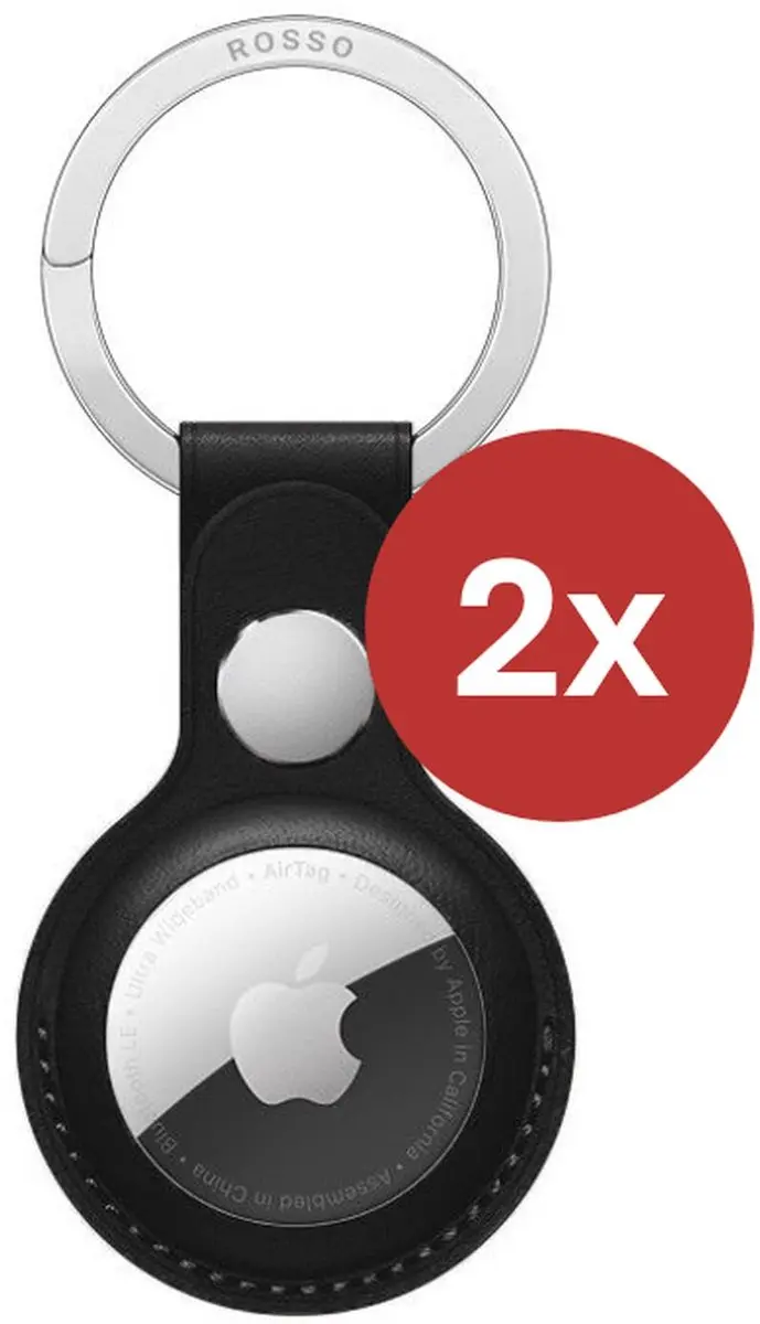 Rosso Element Hoesje 226188 voor Apple AirTag - 2 Stuks - Zwart