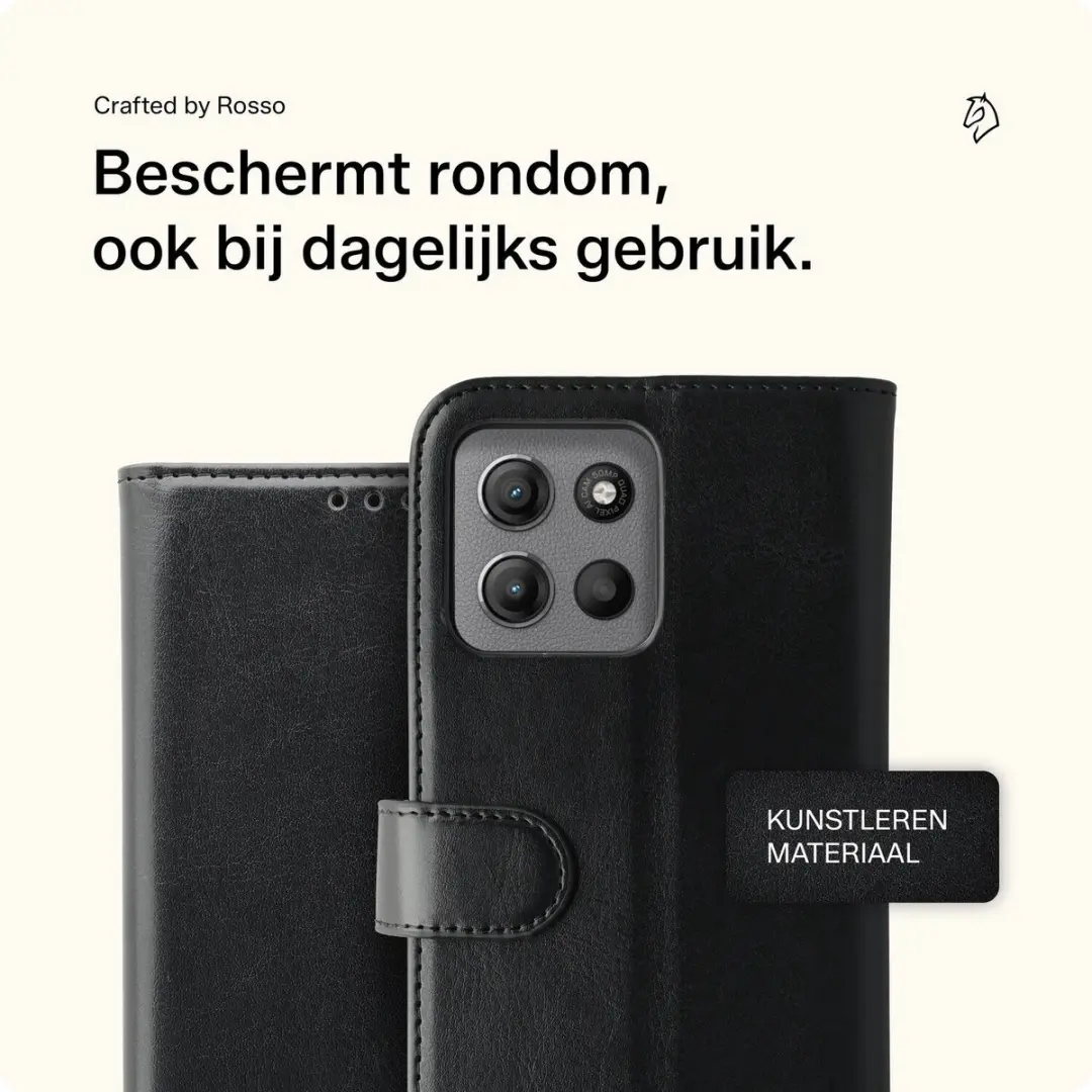 Rosso Element Wallet Book Case Moto G15 Power - 3 Pasjes - Zwart