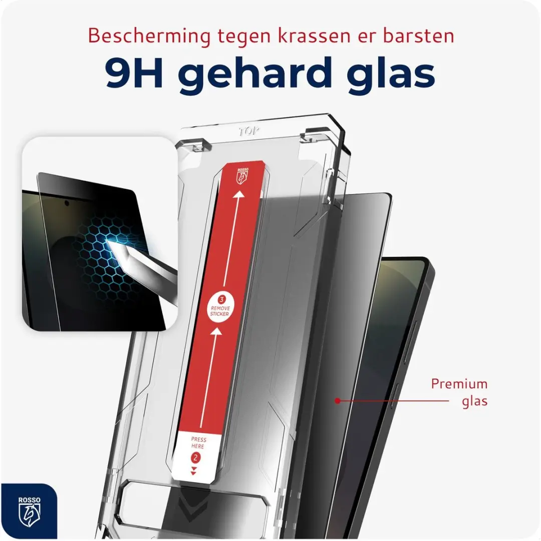 Rosso OnePlus 15 Privacy Screen Protector 9H Glas - Installatietray