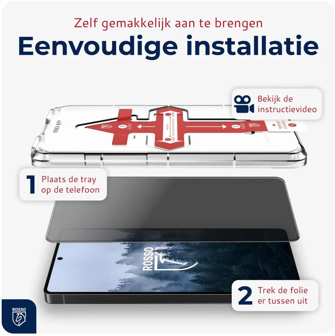 Rosso OnePlus 15 Privacy Screen Protector 9H Glas - Installatietray