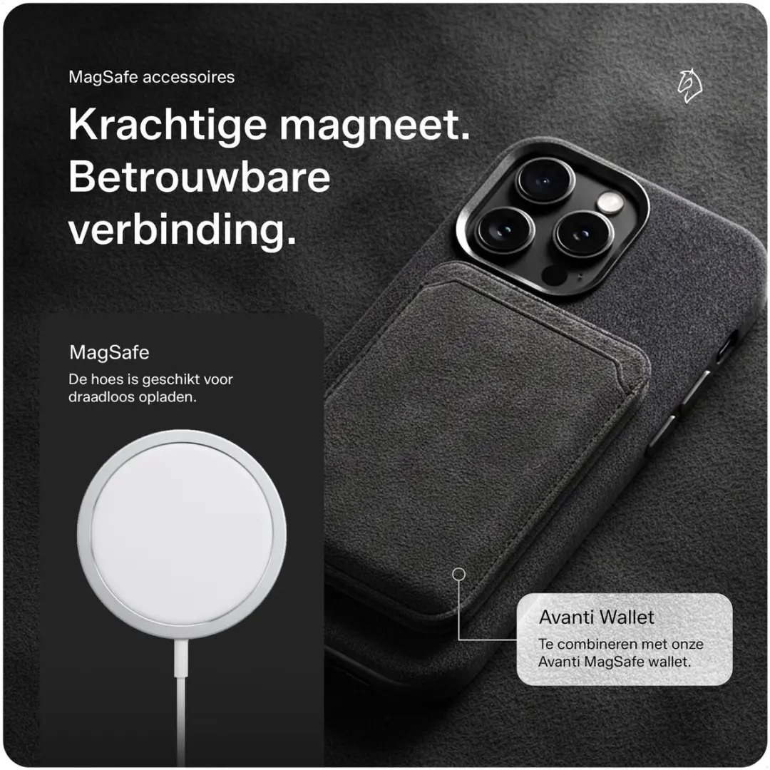 Rosso Avanti Hoesje iPhone 14 Pro - Grijs - MagSafe
