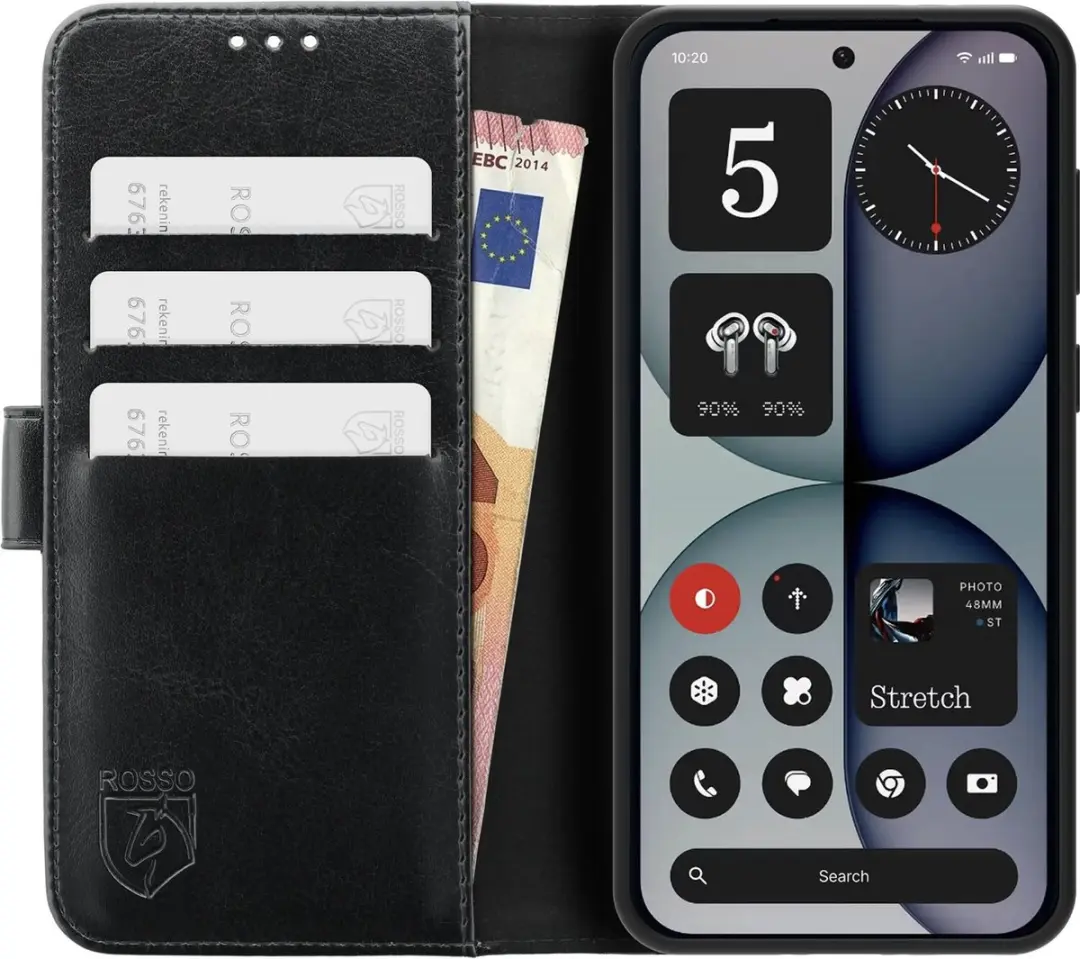 Rosso Element Wallet Book Case Nothing Phone (4a) - 3 Pasjes - Zwart