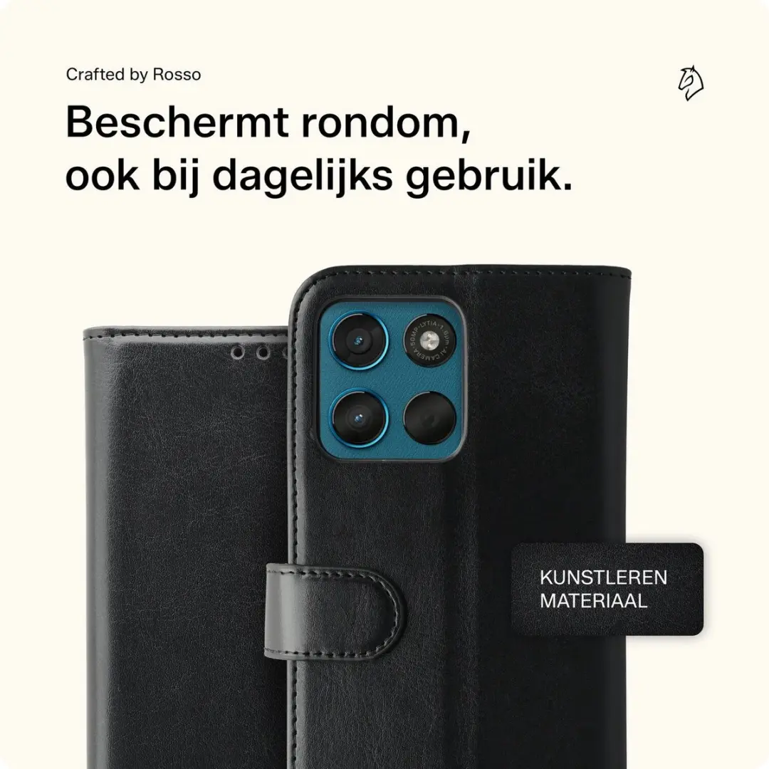 Rosso Element Wallet Book Case Moto G57 Power - 3 Pasjes - Zwart