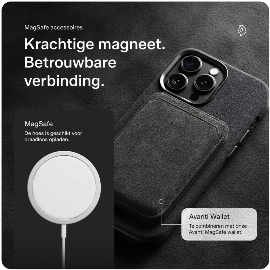 Rosso Avanti iPhone 14 Pro Max Hoesje - Grijs Alcantara - 3 Pasjes