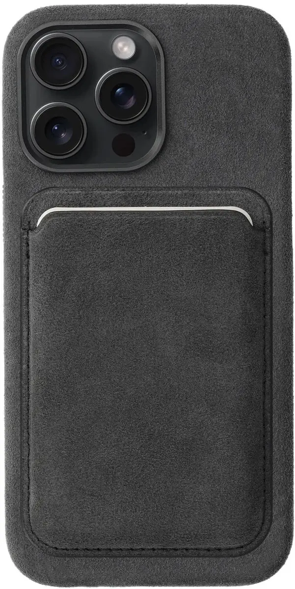 Rosso Avanti iPhone 14 Pro Max Hoesje - Grijs Alcantara - 3 Pasjes