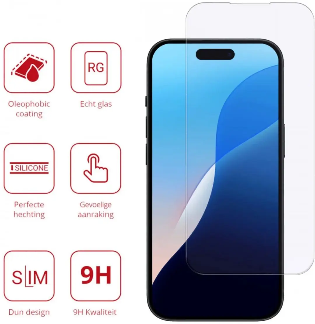 Rosso iPhone 16 Schermbeschermer 9H - 2 Stuks - afbeelding 6 van 6