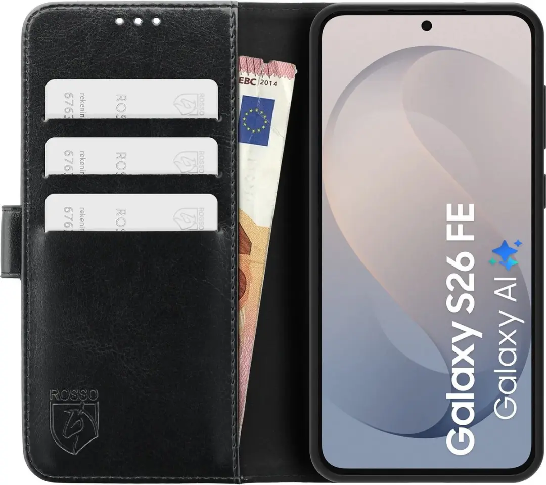 Rosso Element Wallet Book Case 262751 - Samsung Galaxy S26 FE - 3 Pasjes - Zwart