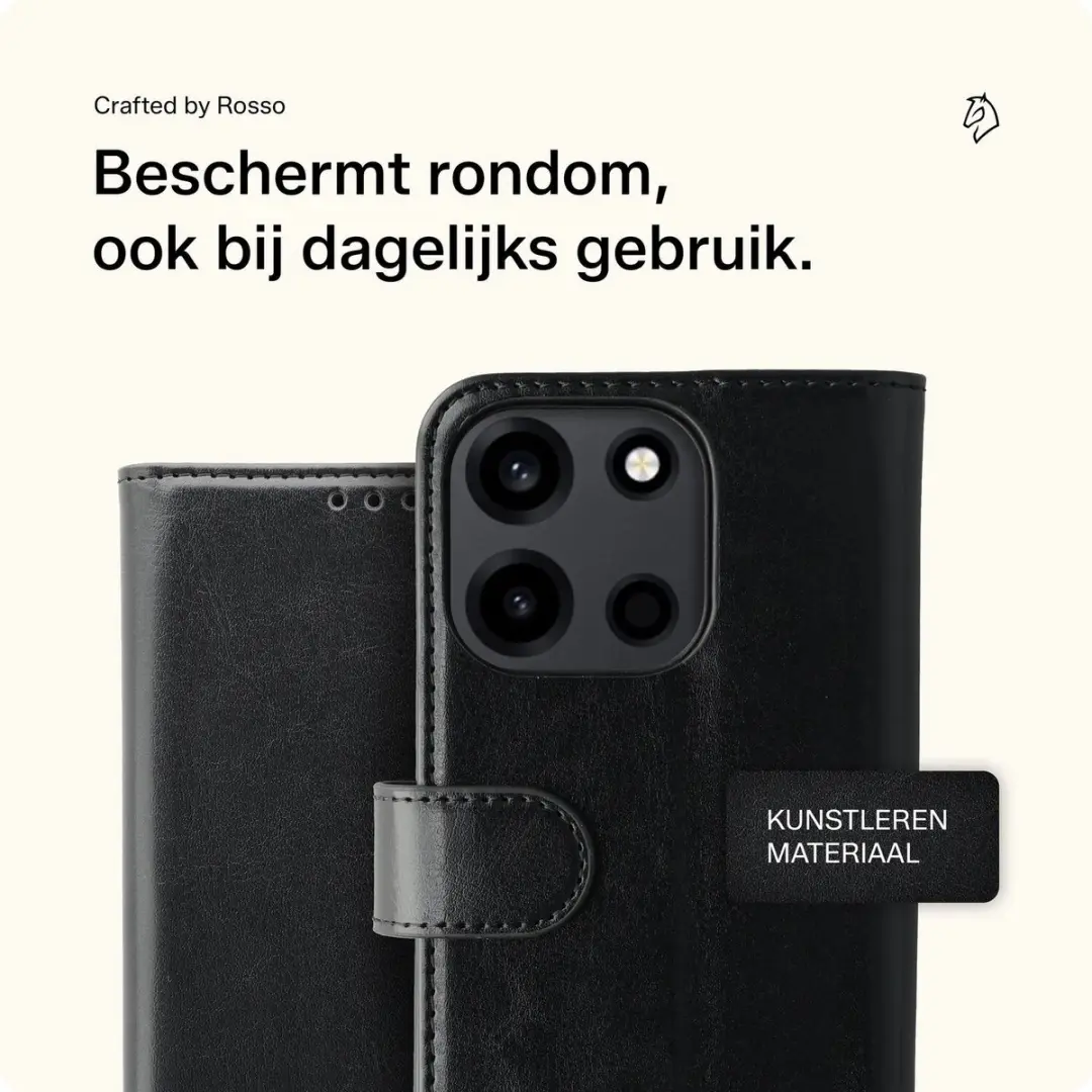 Rosso Element Wallet Book Case OnePlus Nord 6 - 3 Pasjes - Zwart